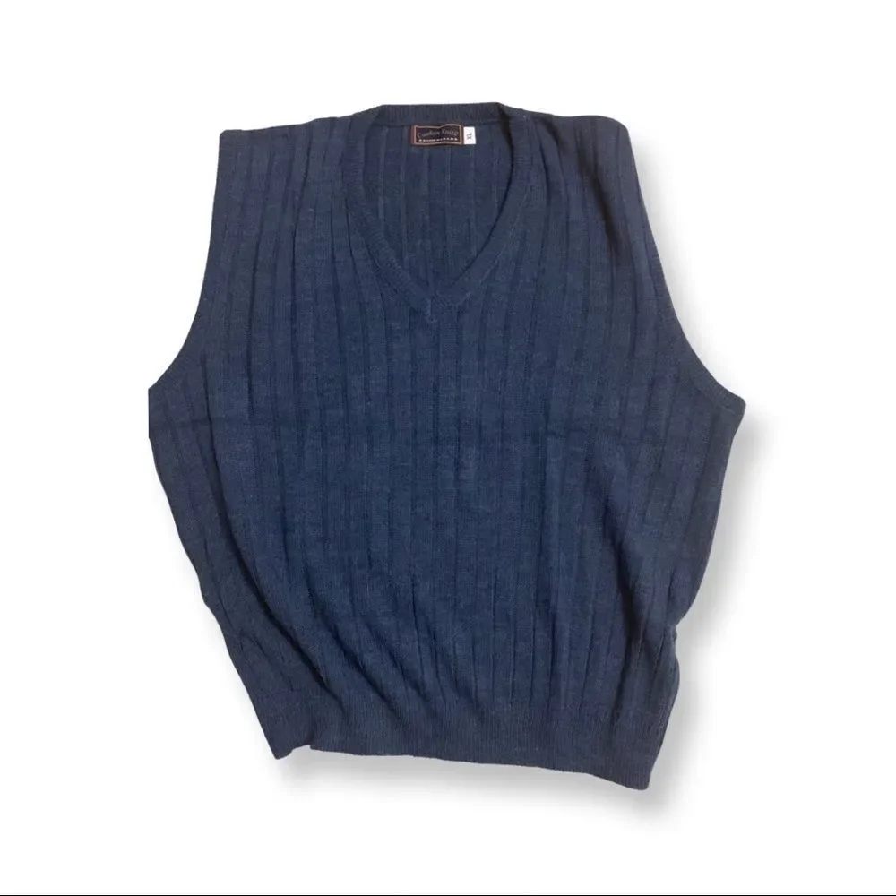 NWT Men’s Navy Blue Comfort Knits Sweater Vest - Picture 2 of 7